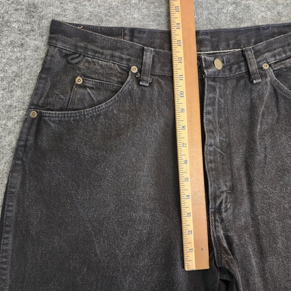Vintage Wrangler Jeans Mens 34x31 Black Denim Straight Rugged Wear Work Made USA - Picture 10 of 13